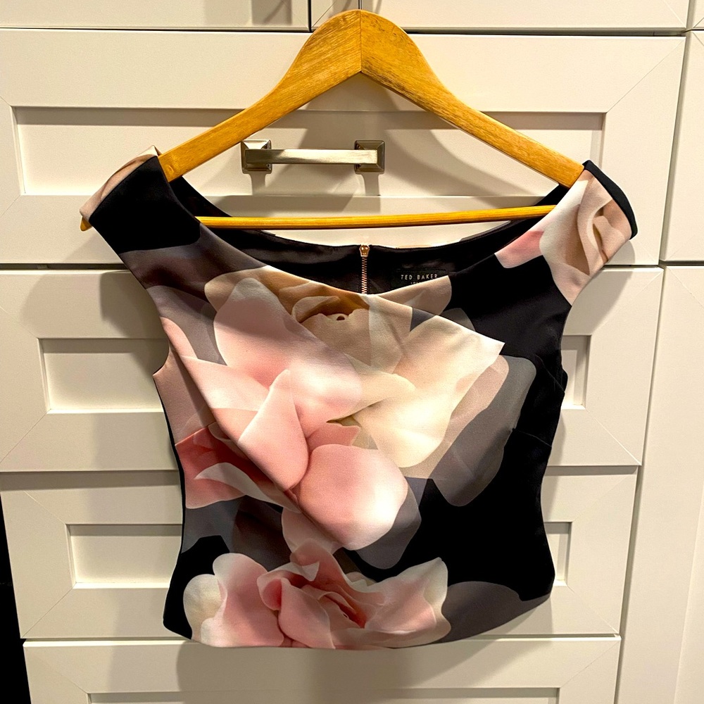 Ted Baker Women’s Silk Top with Rose Gold Zipper - Size 1